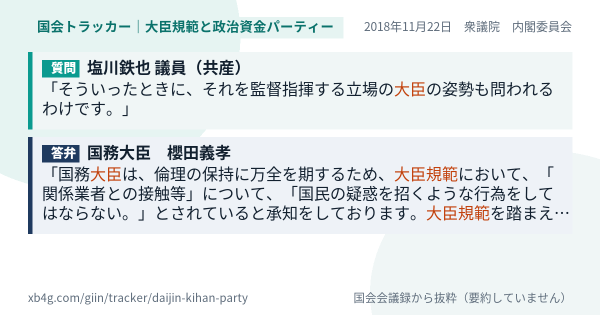 質問と答弁のカード
