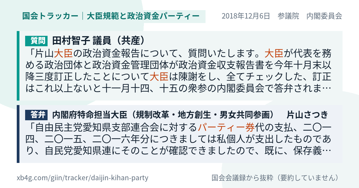 質問と答弁のカード