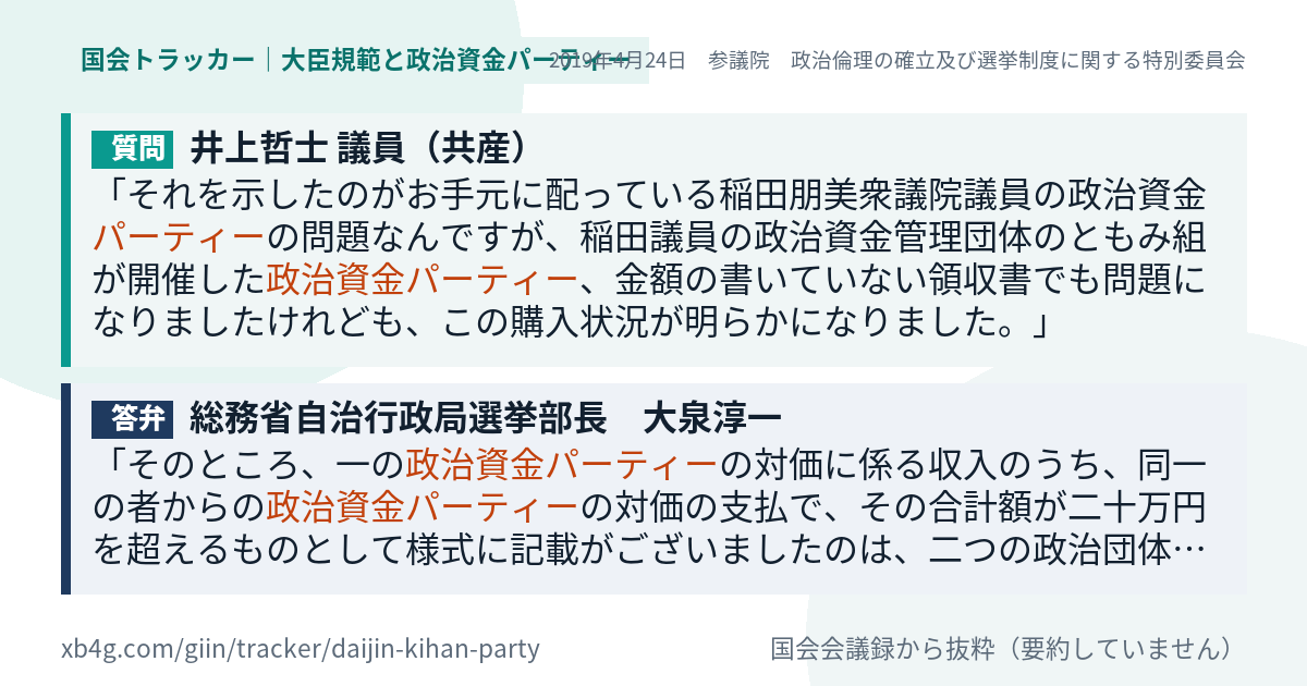 質問と答弁のカード
