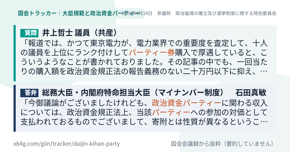 質問と答弁のカード