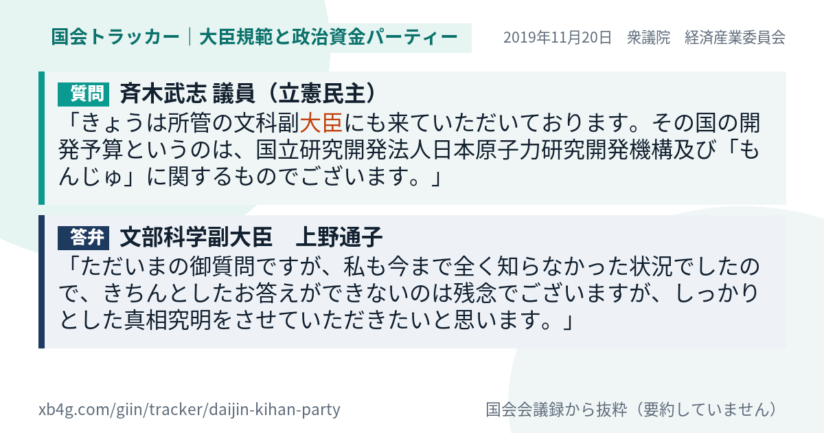 質問と答弁のカード