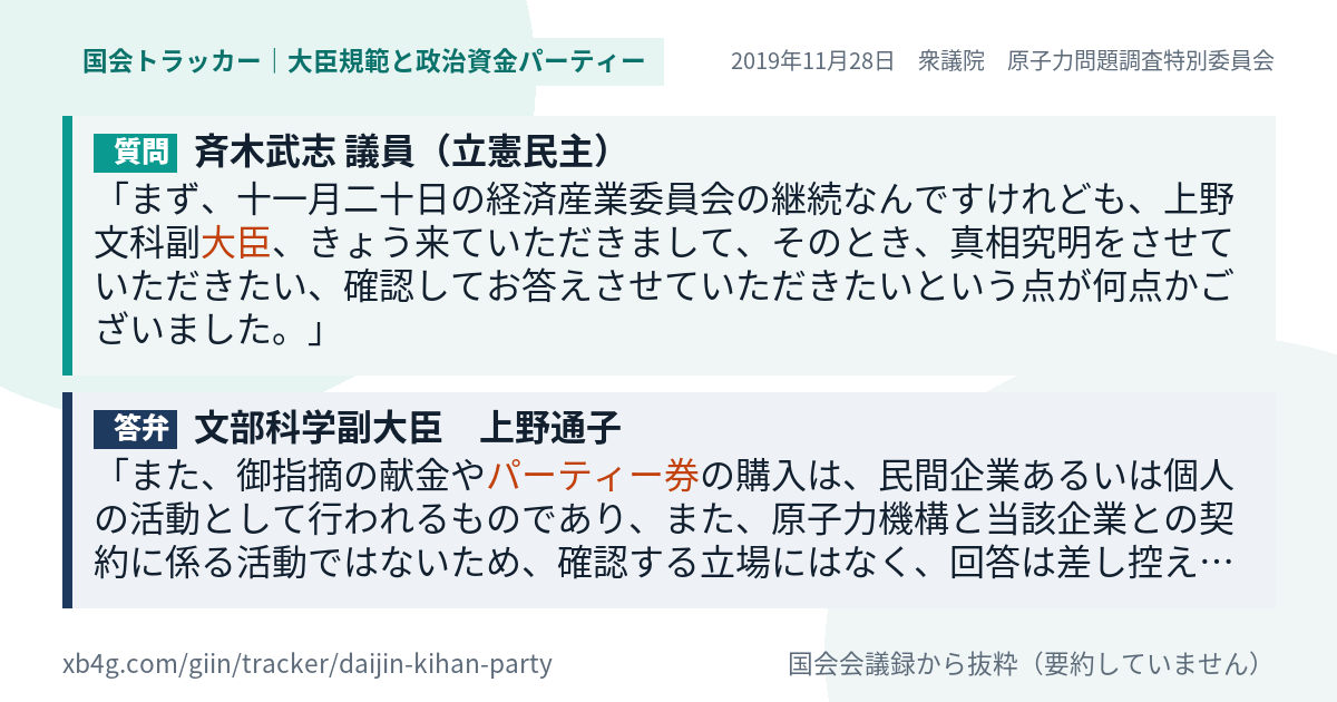 質問と答弁のカード