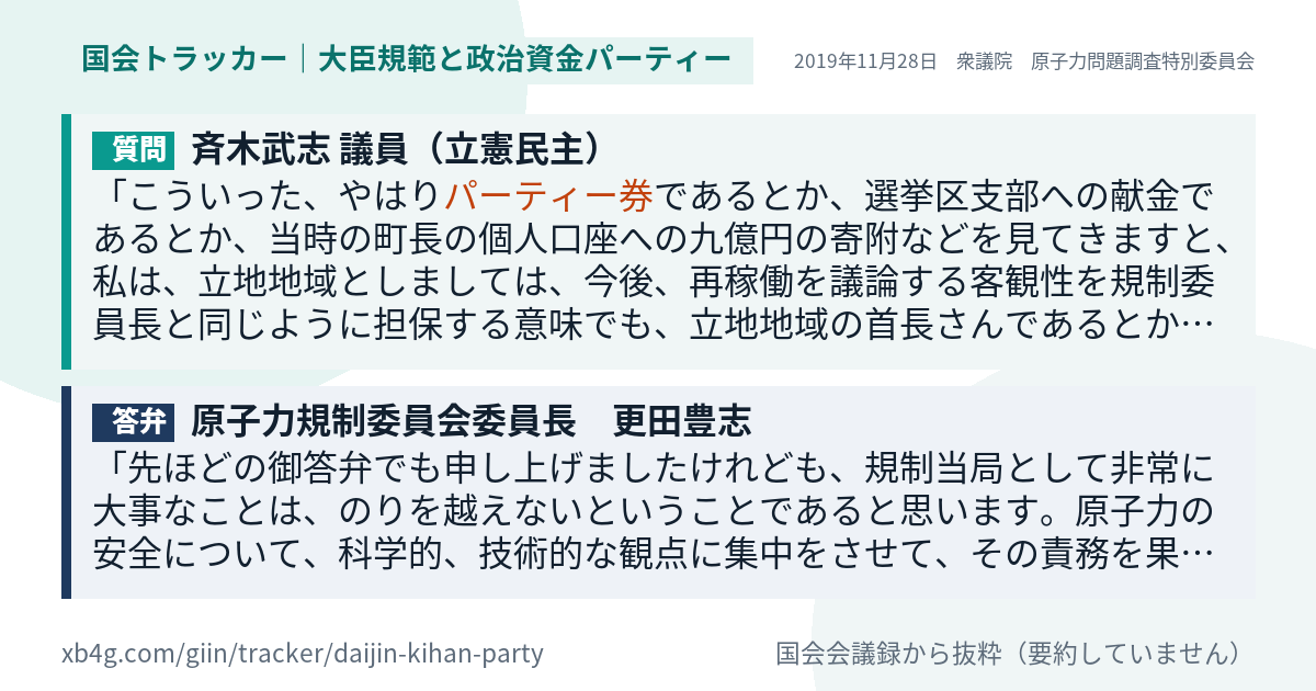 質問と答弁のカード