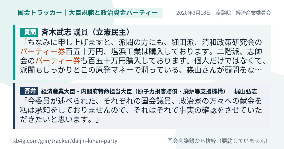 質問と答弁のカード