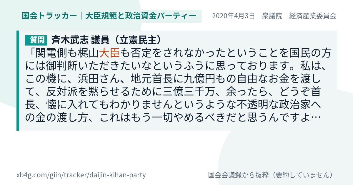 質問と答弁のカード