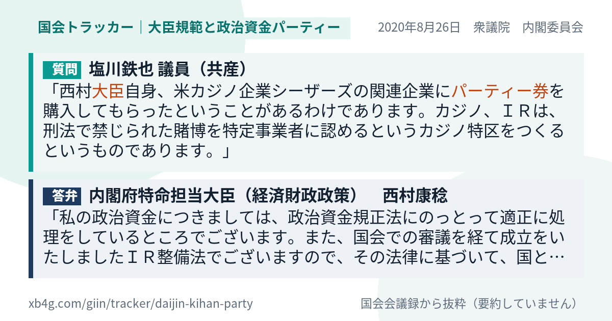 質問と答弁のカード
