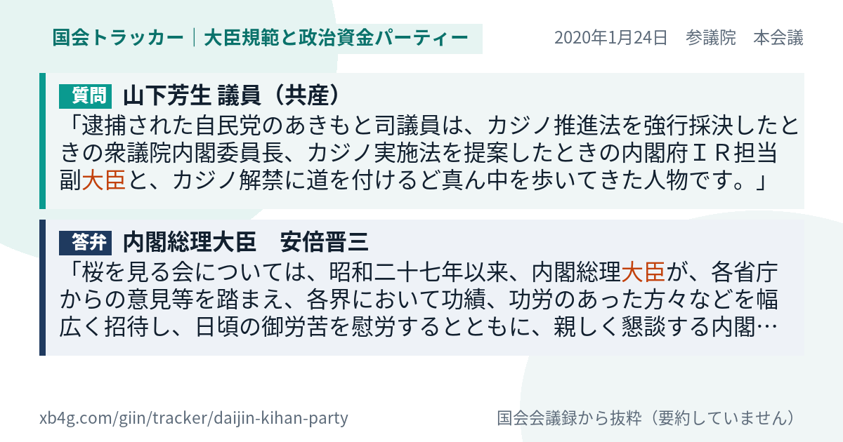 質問と答弁のカード