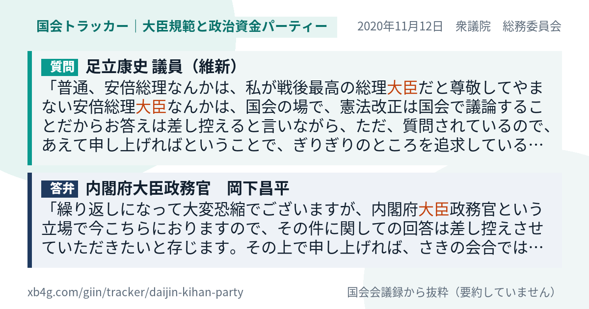 質問と答弁のカード