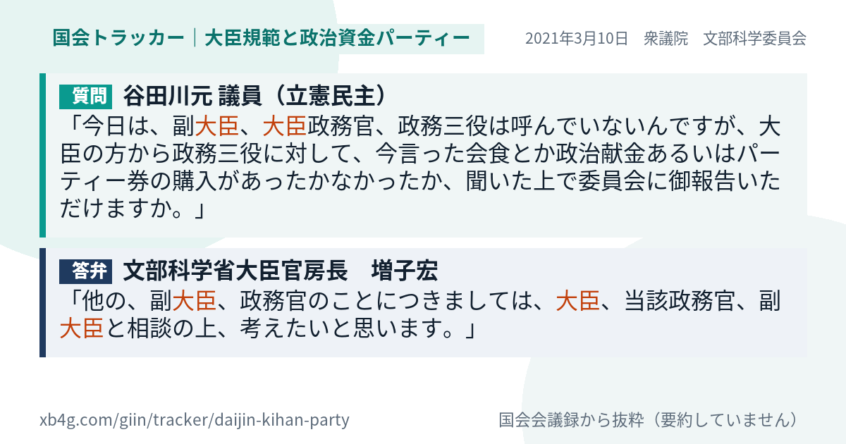 質問と答弁のカード