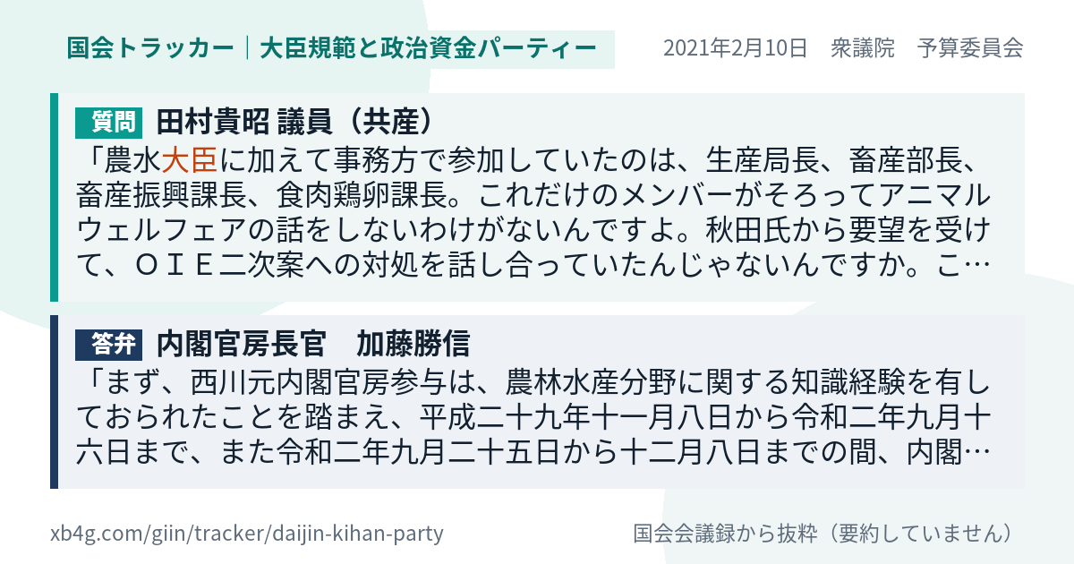 質問と答弁のカード