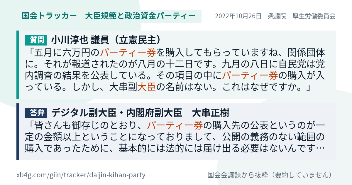 質問と答弁のカード