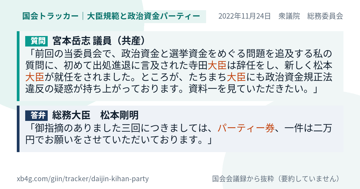 質問と答弁のカード