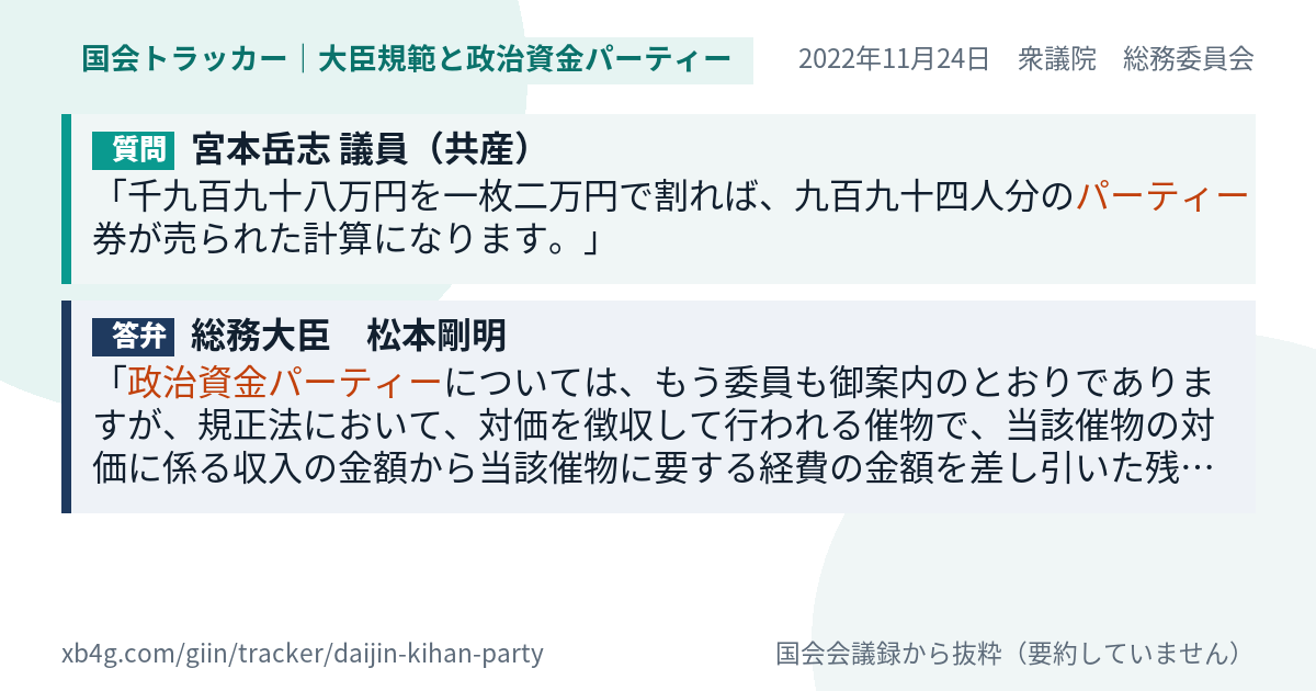 質問と答弁のカード