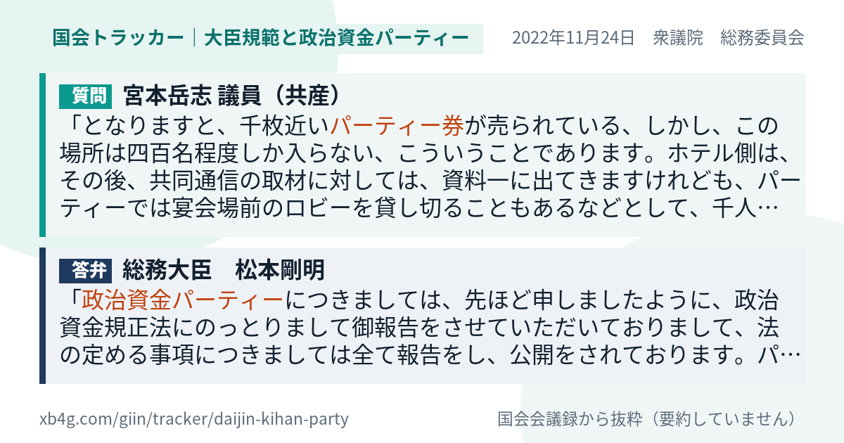 質問と答弁のカード