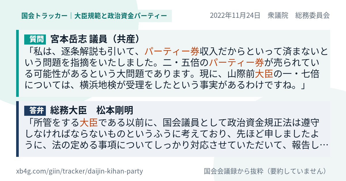 質問と答弁のカード