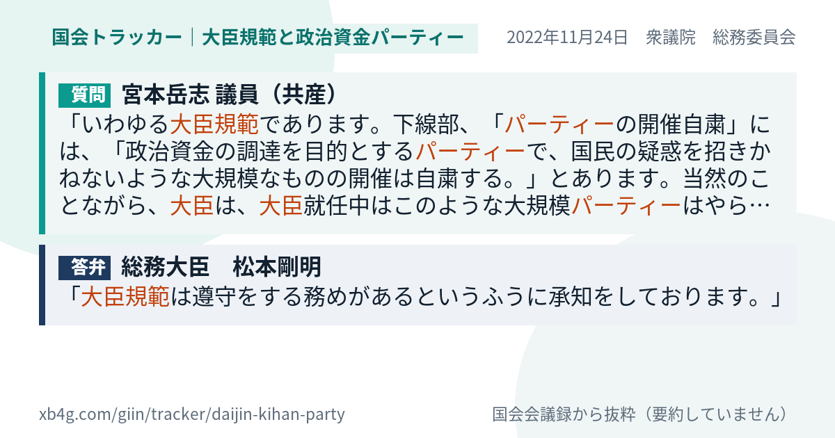 質問と答弁のカード