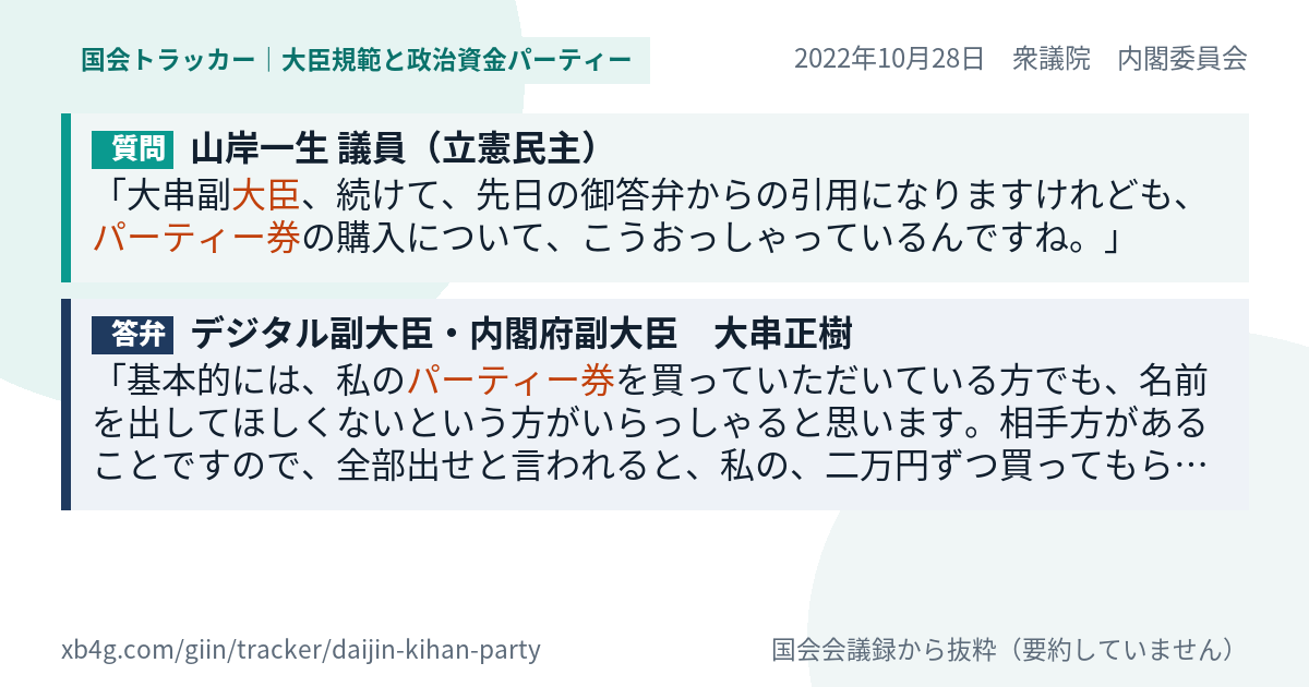 質問と答弁のカード