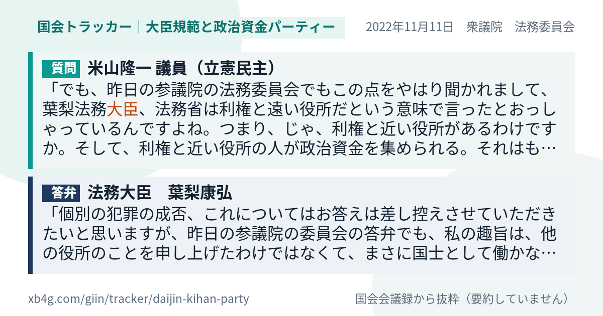 質問と答弁のカード