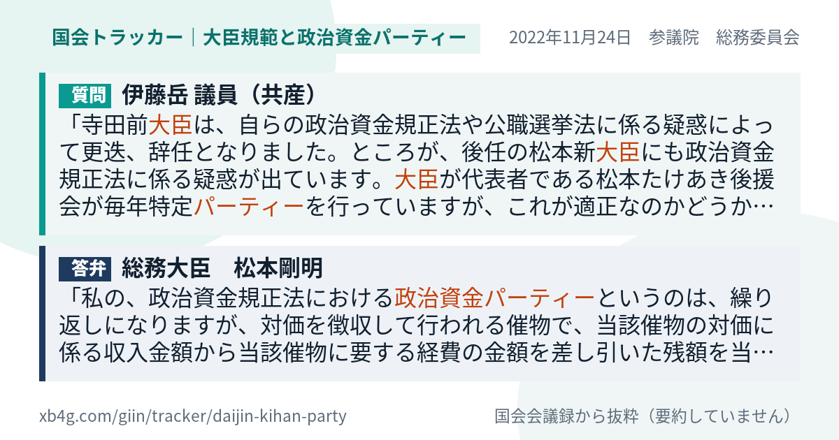 質問と答弁のカード