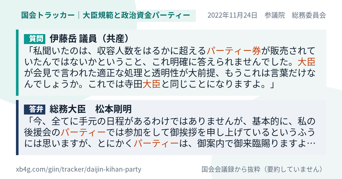 質問と答弁のカード