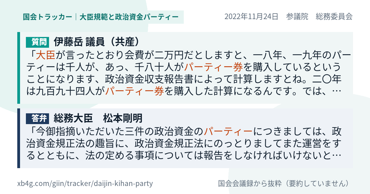 質問と答弁のカード