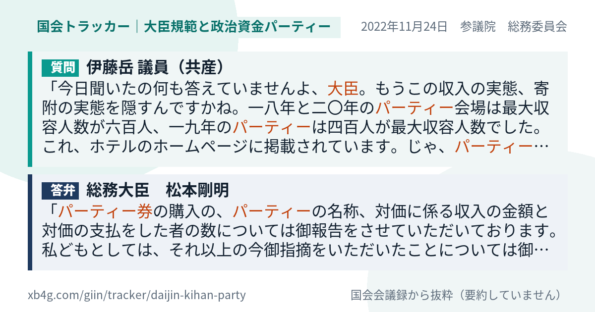 質問と答弁のカード