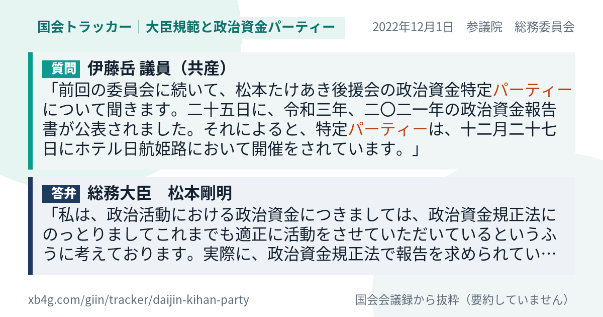 質問と答弁のカード