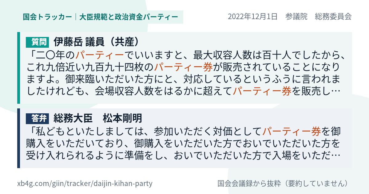 質問と答弁のカード