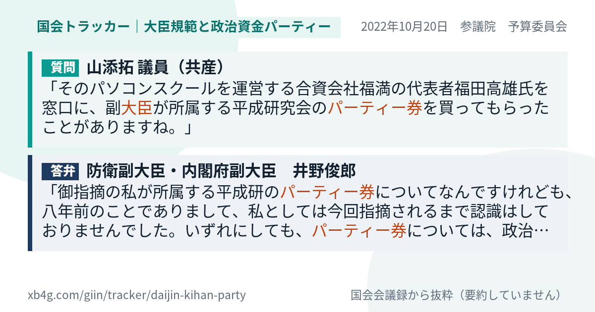 質問と答弁のカード