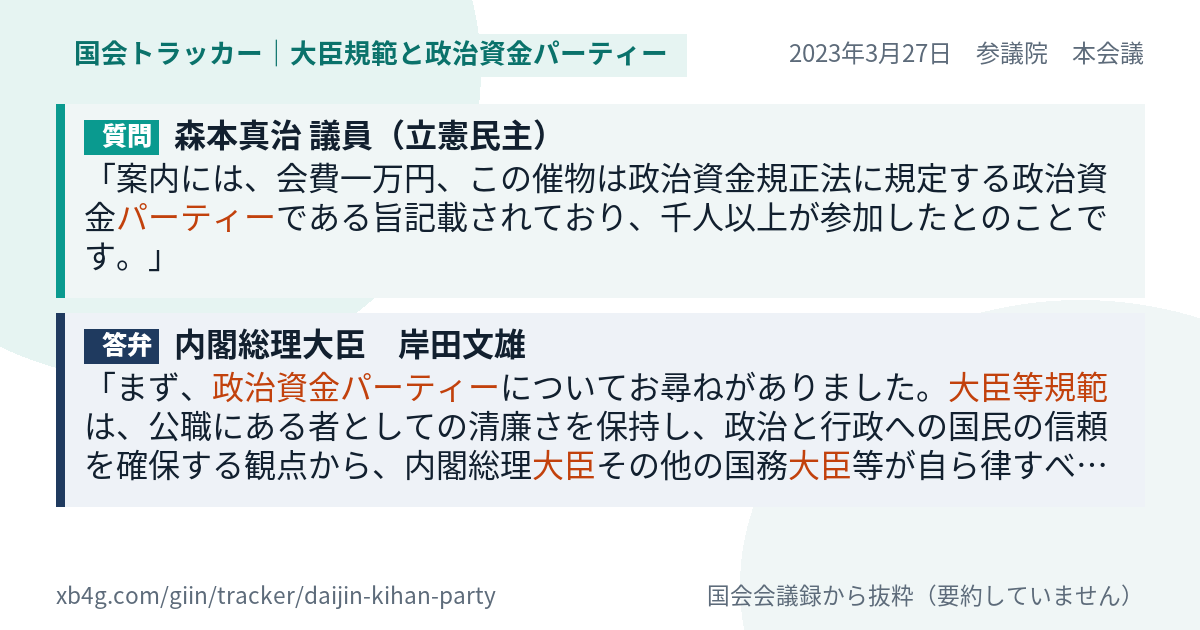 質問と答弁のカード