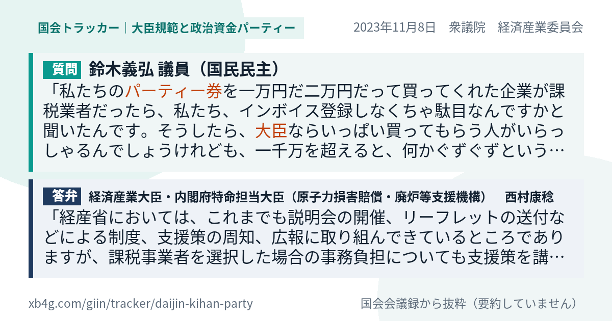 質問と答弁のカード