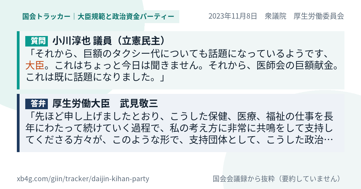 質問と答弁のカード