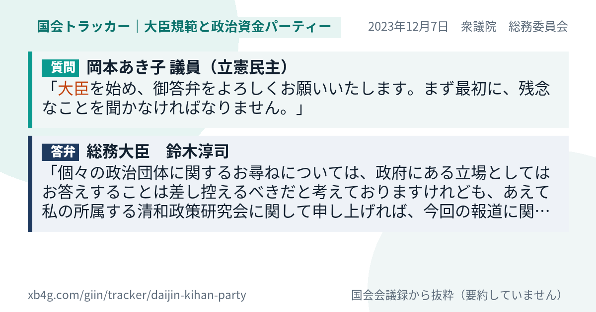 質問と答弁のカード