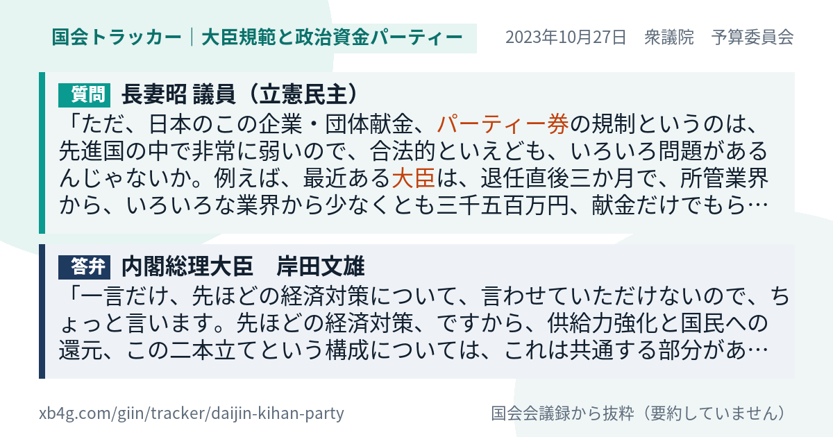 質問と答弁のカード
