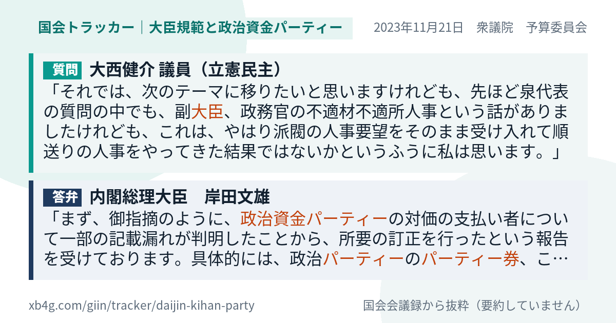質問と答弁のカード