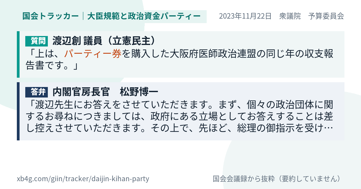 質問と答弁のカード