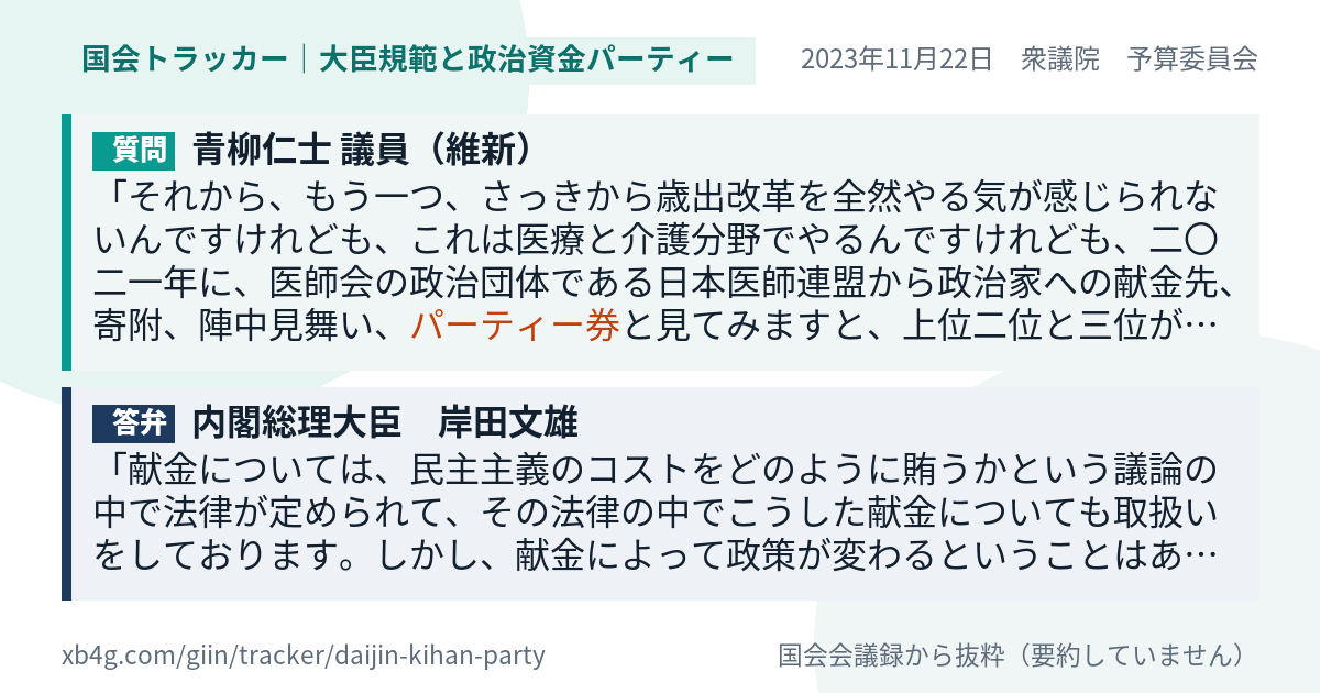 質問と答弁のカード