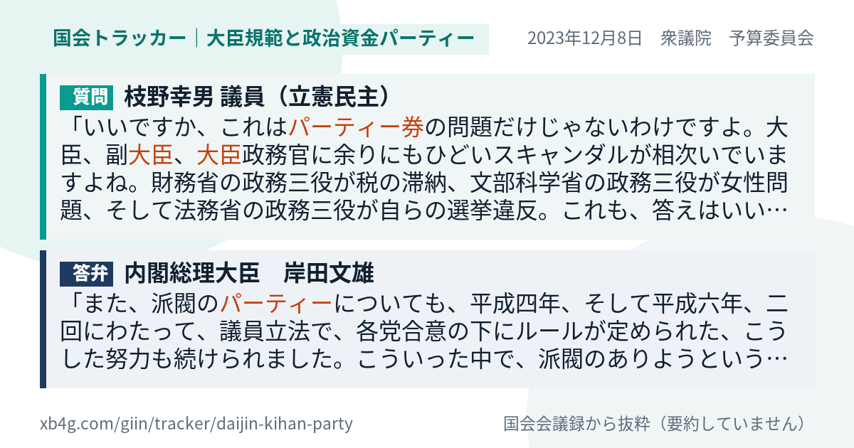 質問と答弁のカード