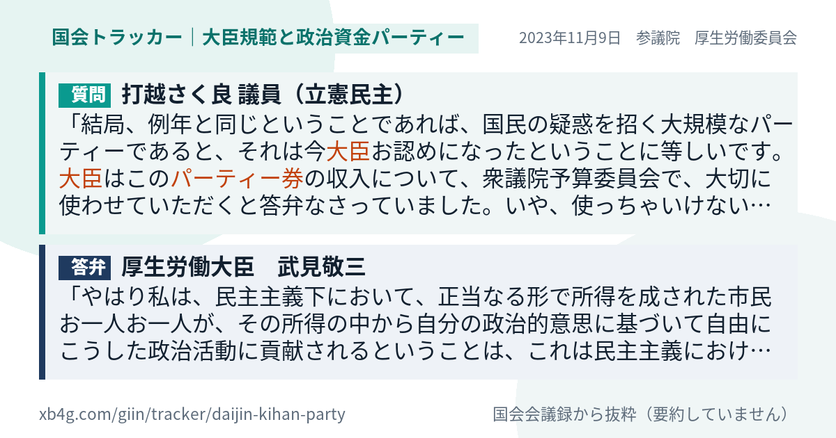 質問と答弁のカード
