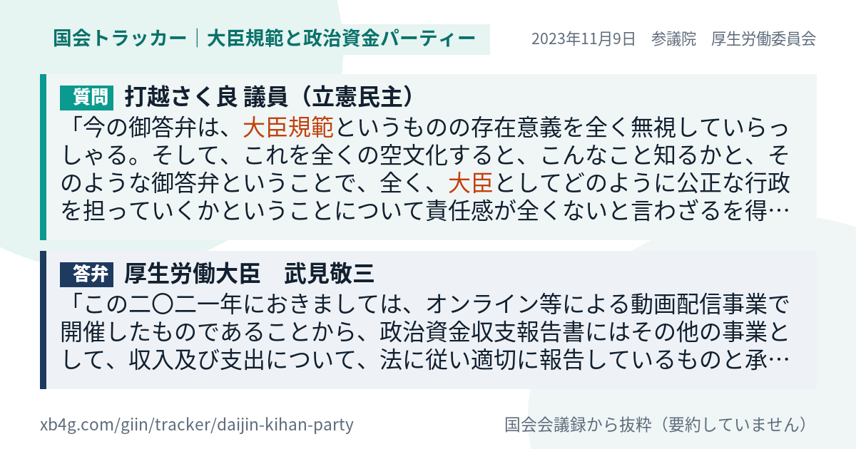 質問と答弁のカード