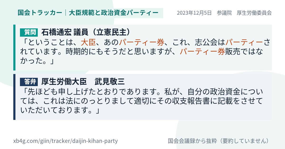 質問と答弁のカード