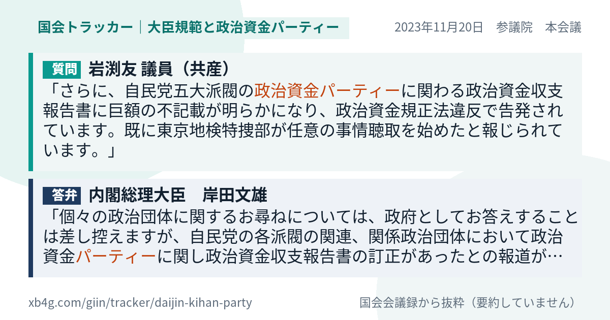 質問と答弁のカード