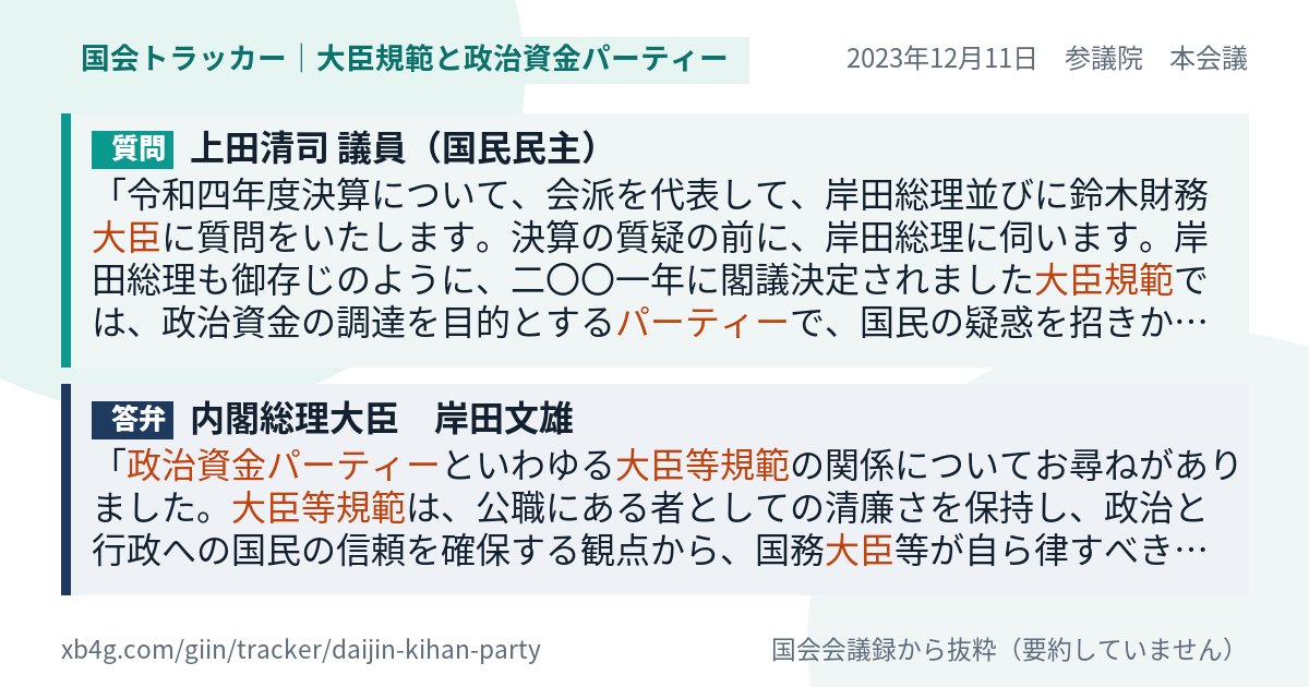 質問と答弁のカード