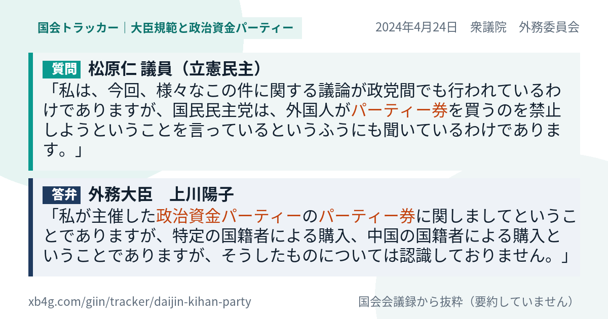 質問と答弁のカード