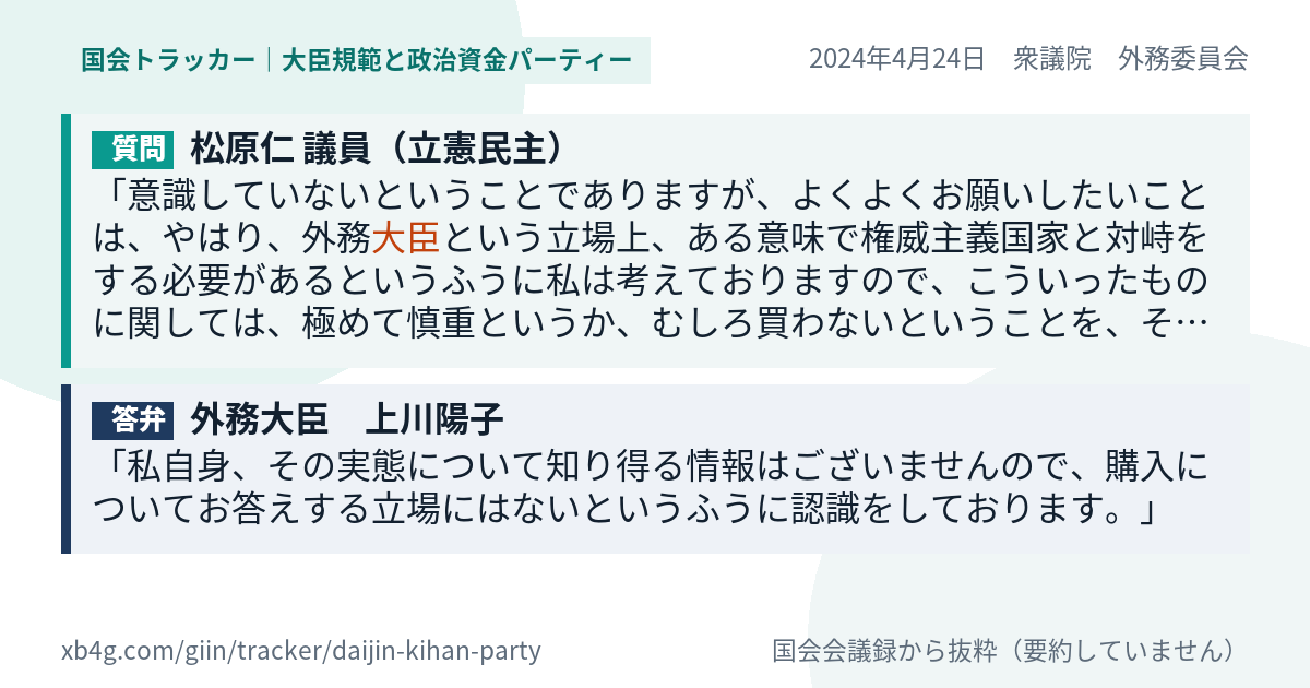 質問と答弁のカード