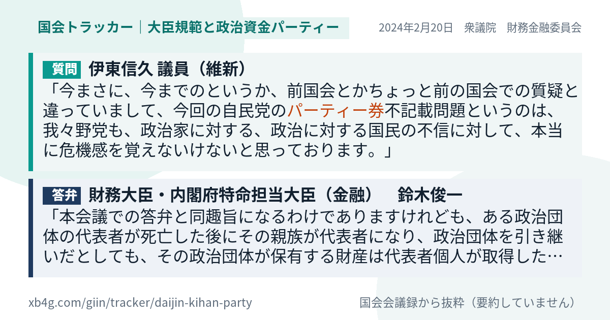 質問と答弁のカード