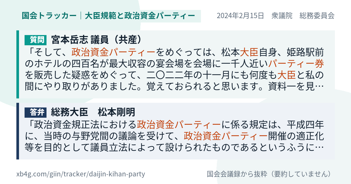 質問と答弁のカード
