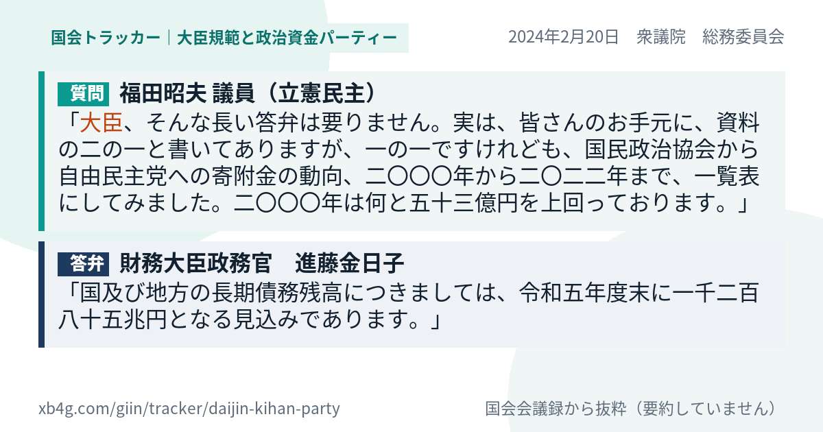 質問と答弁のカード