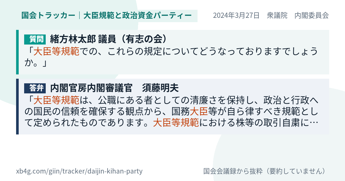 質問と答弁のカード