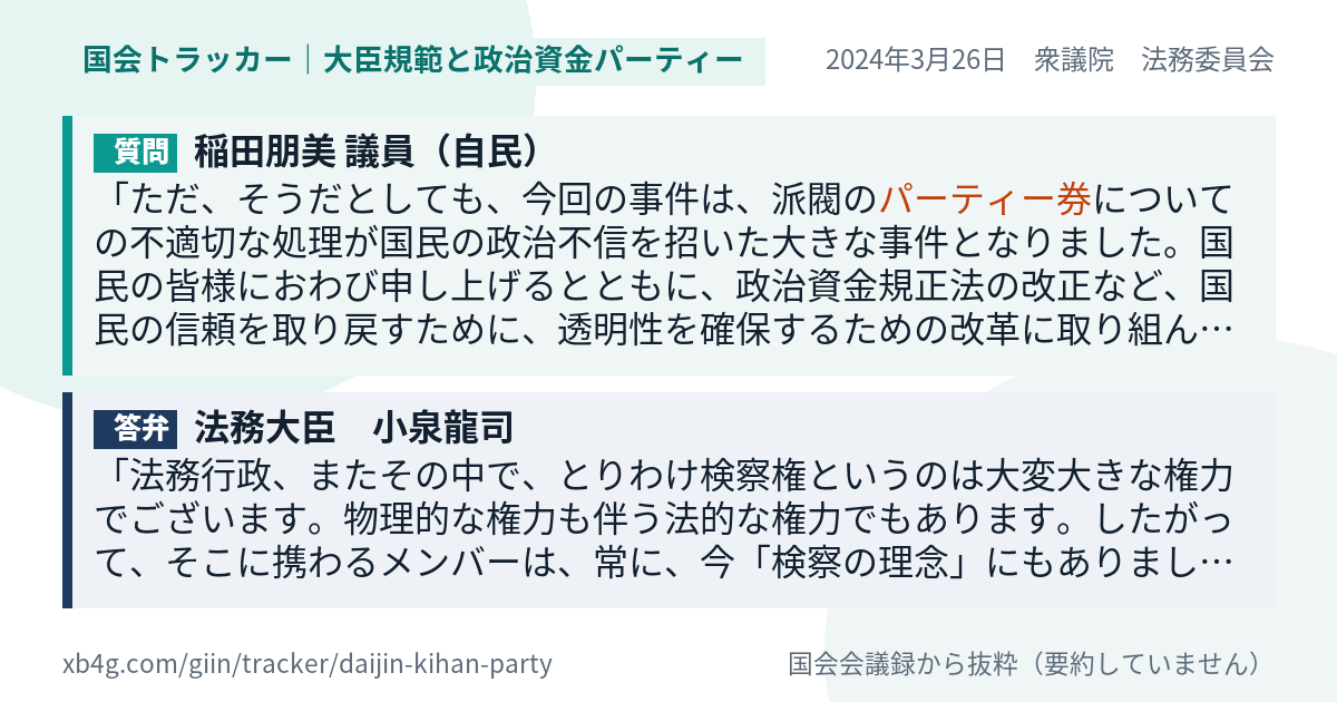 質問と答弁のカード